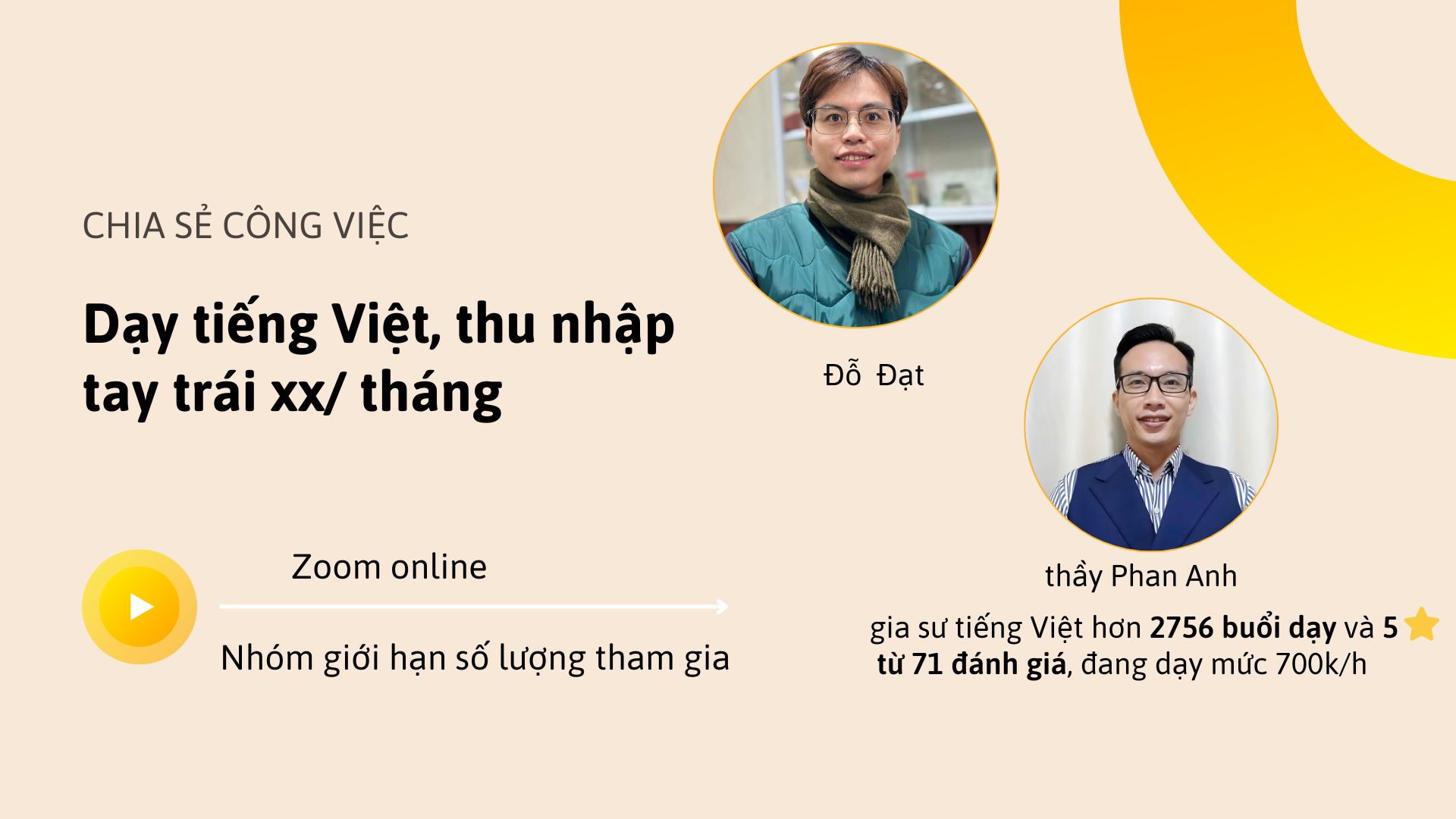 Buổi chia sẻ Dạy tiếng Việt, thu nhập tay trái